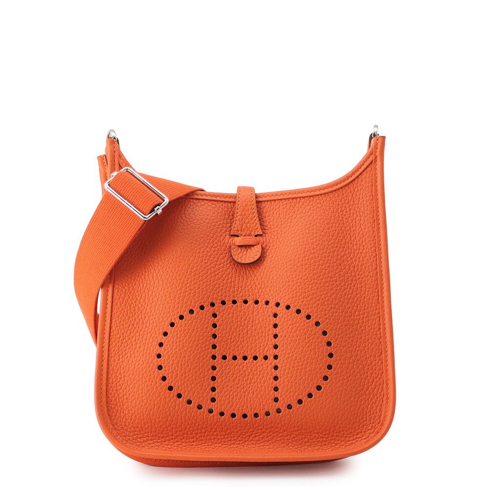 Hermes Shoulder Bag Evelyne 3 23 Tangerine Silver Taurillon Clemence