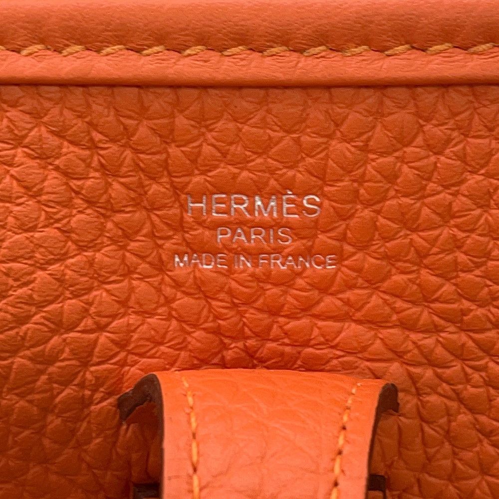 Hermes Shoulder Bag Evelyne 3 23 Tangerine Silver Taurillon Clemence — view 8