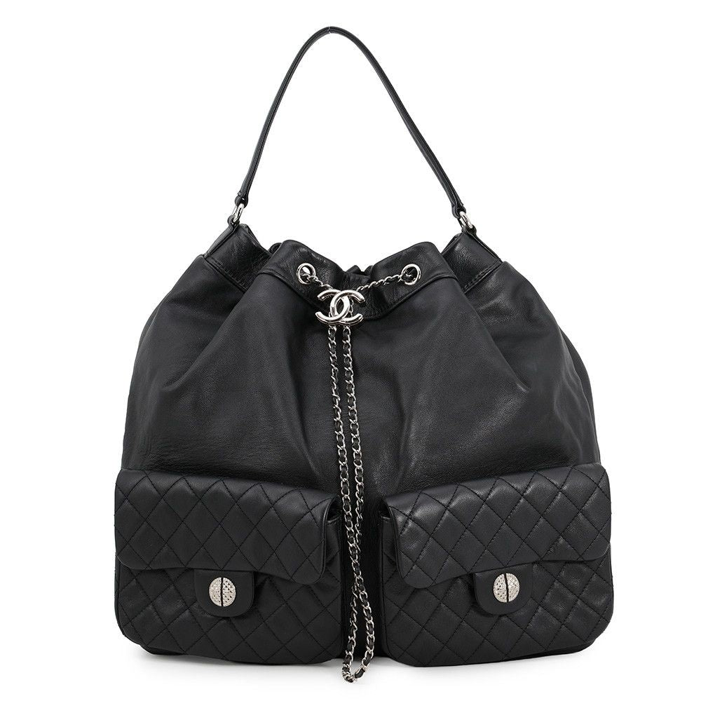 Chanel Backpack Quilted CC Logo Lambskin Black
