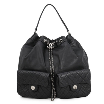 Chanel Backpack Quilted CC Logo Lambskin Black