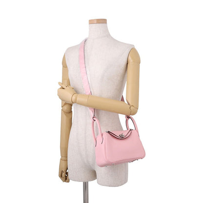 Hermes Handbag Lindy Mini Verso Rose Sakura Gray Spail Silver Taurillon — view 4