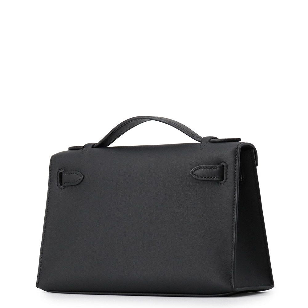 Hermes Handbag Pochette Kelly Black Gold Swift — view 2