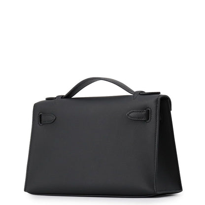 Hermes Handbag Pochette Kelly Black Gold Swift — view 2
