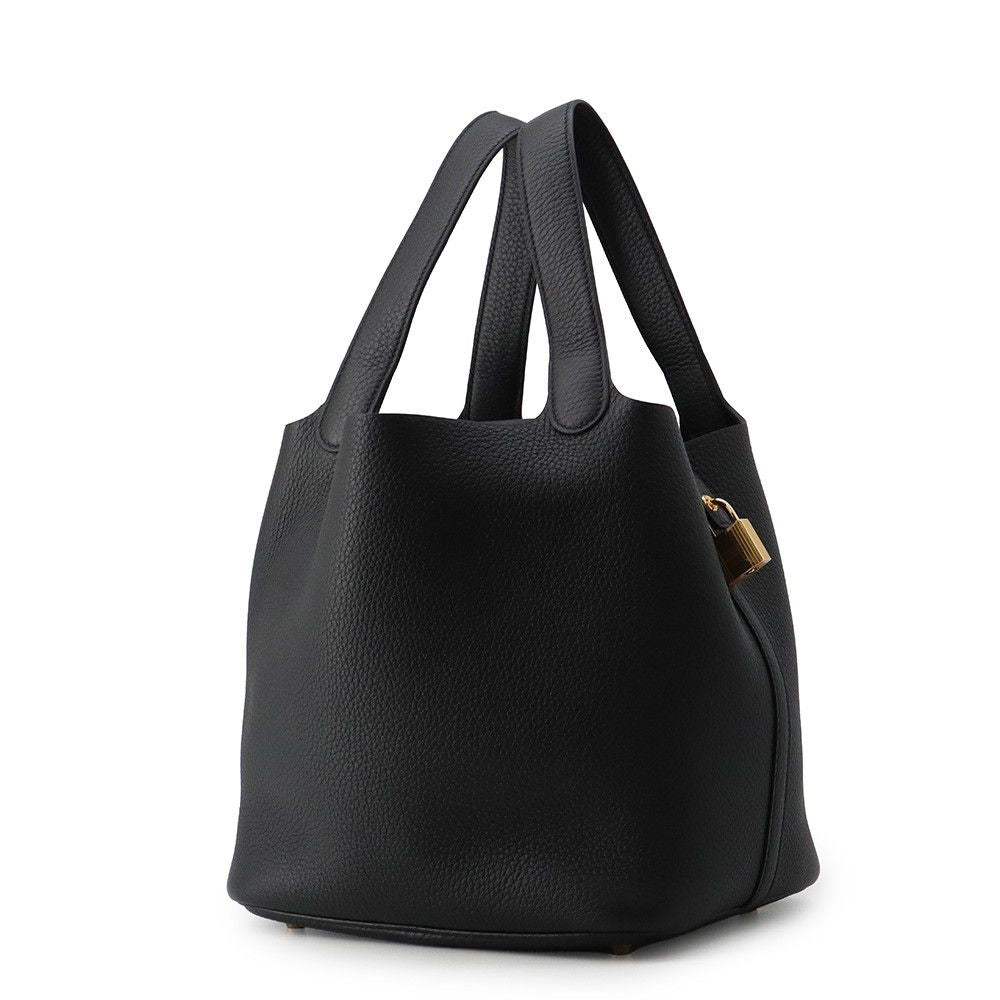 Hermes Handbag Picotin Lock MM Black Gold Taurillon Clemence — view 2