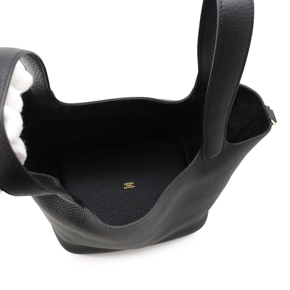 Hermes Handbag Picotin Lock MM Black Gold Taurillon Clemence — view 5