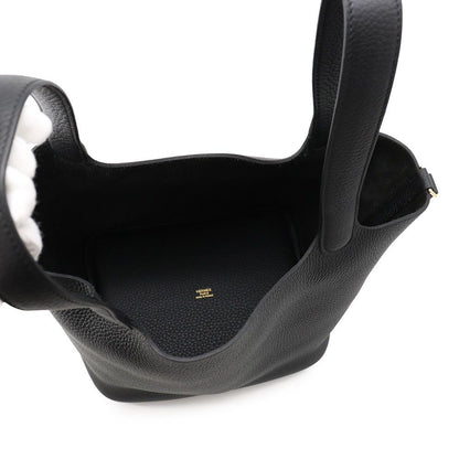 Hermes Handbag Picotin Lock MM Black Gold Taurillon Clemence — view 5