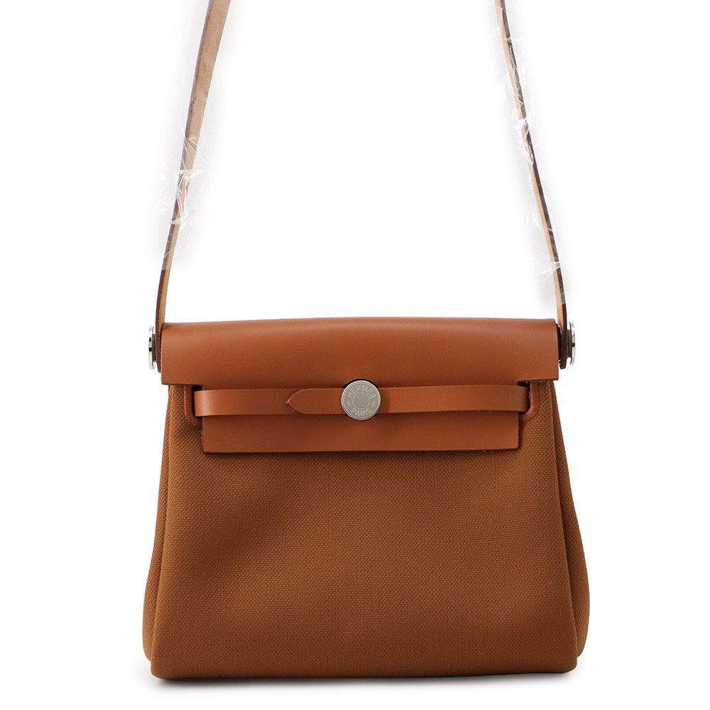 Hermes Shoulder Bag Herbag Zip Mini Fauve Silver Toilette Ash Vache Hunter
