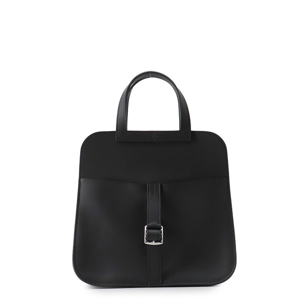 Hermes Handbag Halzan Mini Black Silver Swift 2-Way