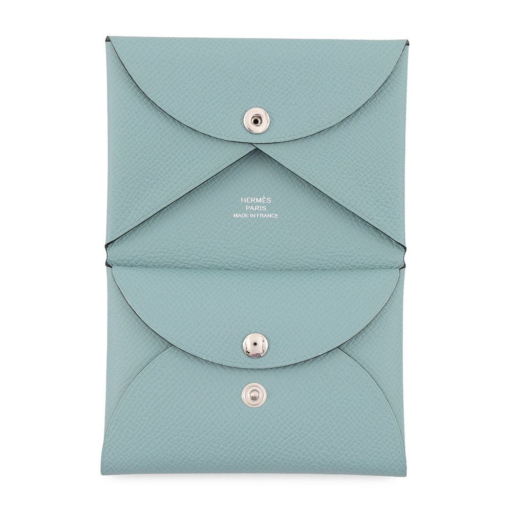 Hermes Coin Case Calvi Duo Ciel Silver Epsom — view 4