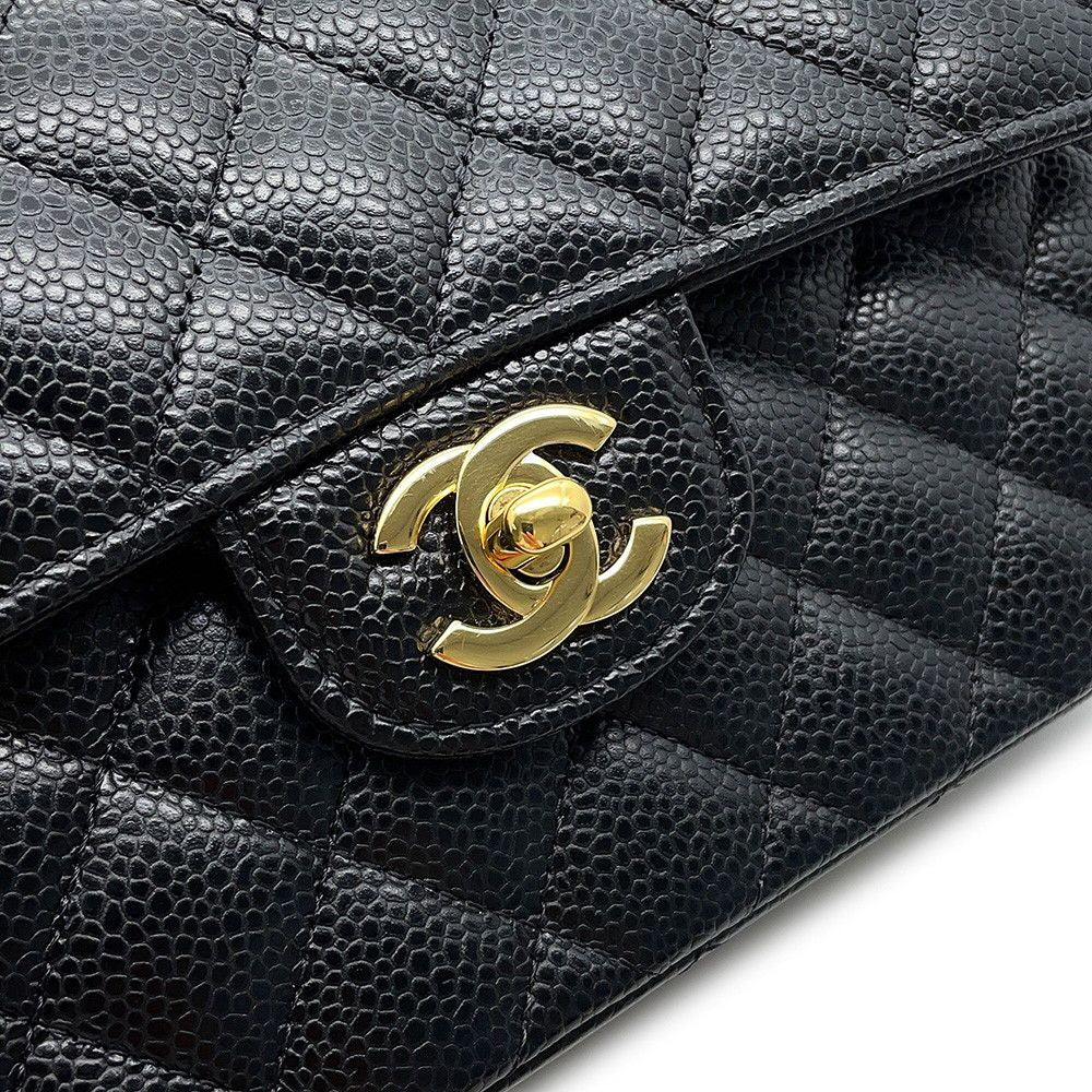 Chanel Chain Shoulder Bag Classic Quilted 23 CC Logo Caviar Leather Black — view 8