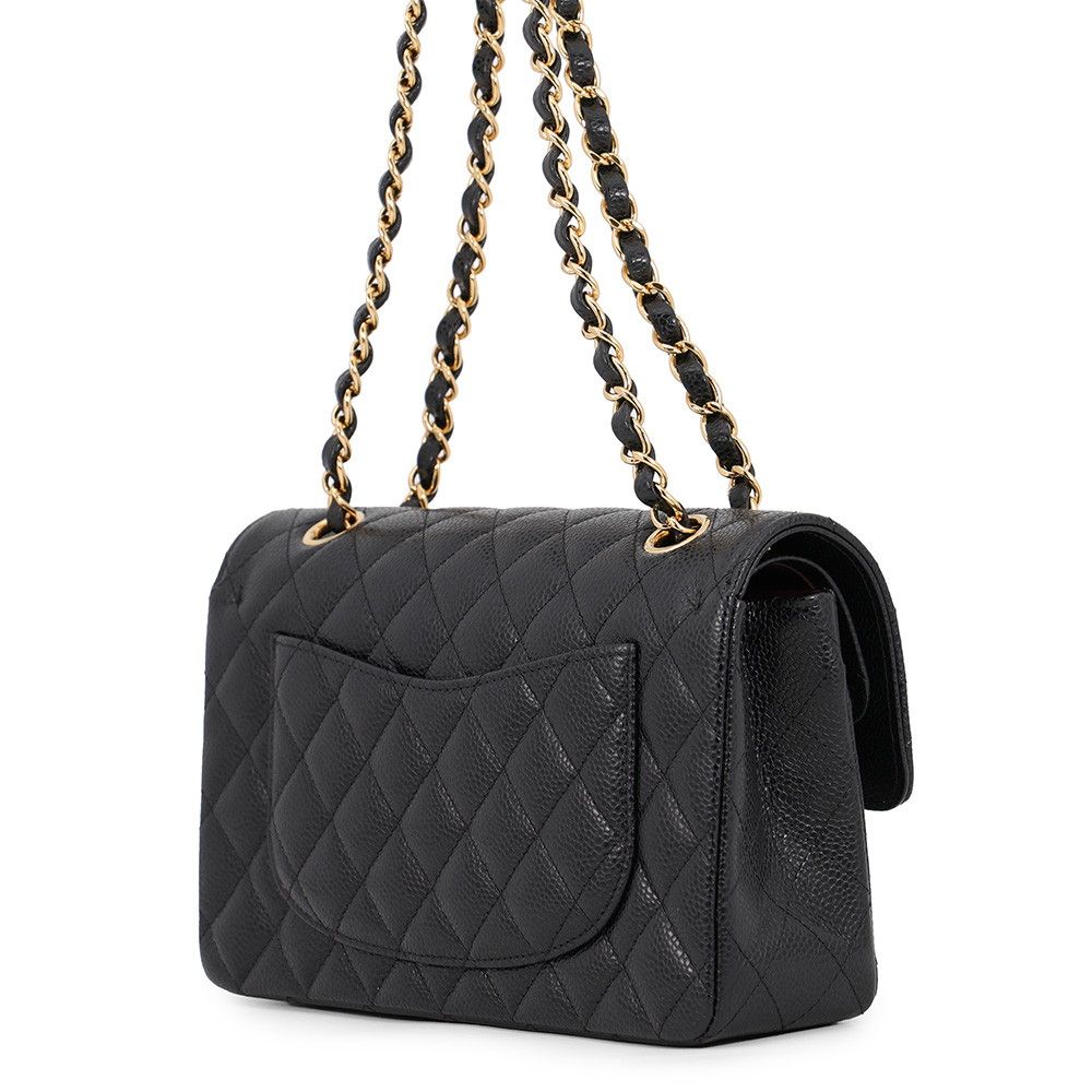 Chanel Chain Shoulder Bag Classic Quilted 23 CC Logo Caviar Leather Black — view 2