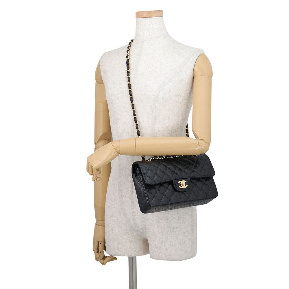 Chanel Chain Shoulder Bag Classic Quilted 23 CC Logo Caviar Leather Black — view 5