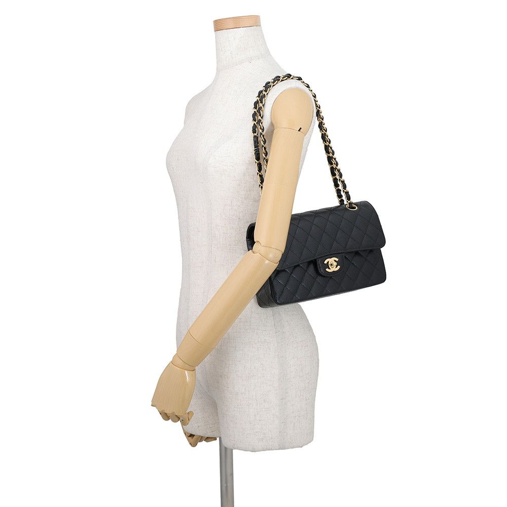 Chanel Chain Shoulder Bag Classic Quilted 23 CC Logo Caviar Leather Black — view 4