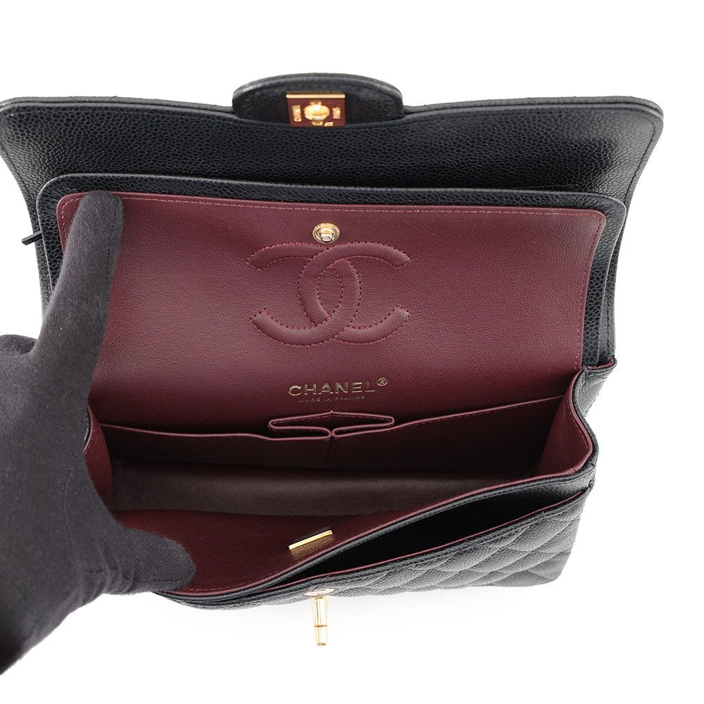 Chanel Chain Shoulder Bag Classic Quilted 23 CC Logo Caviar Leather Black — view 7