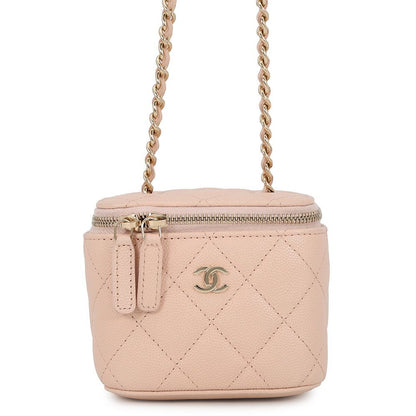 Chanel Chain Shoulder Bag Quilted CC Logo Classic Mini Vanity Case Caviar