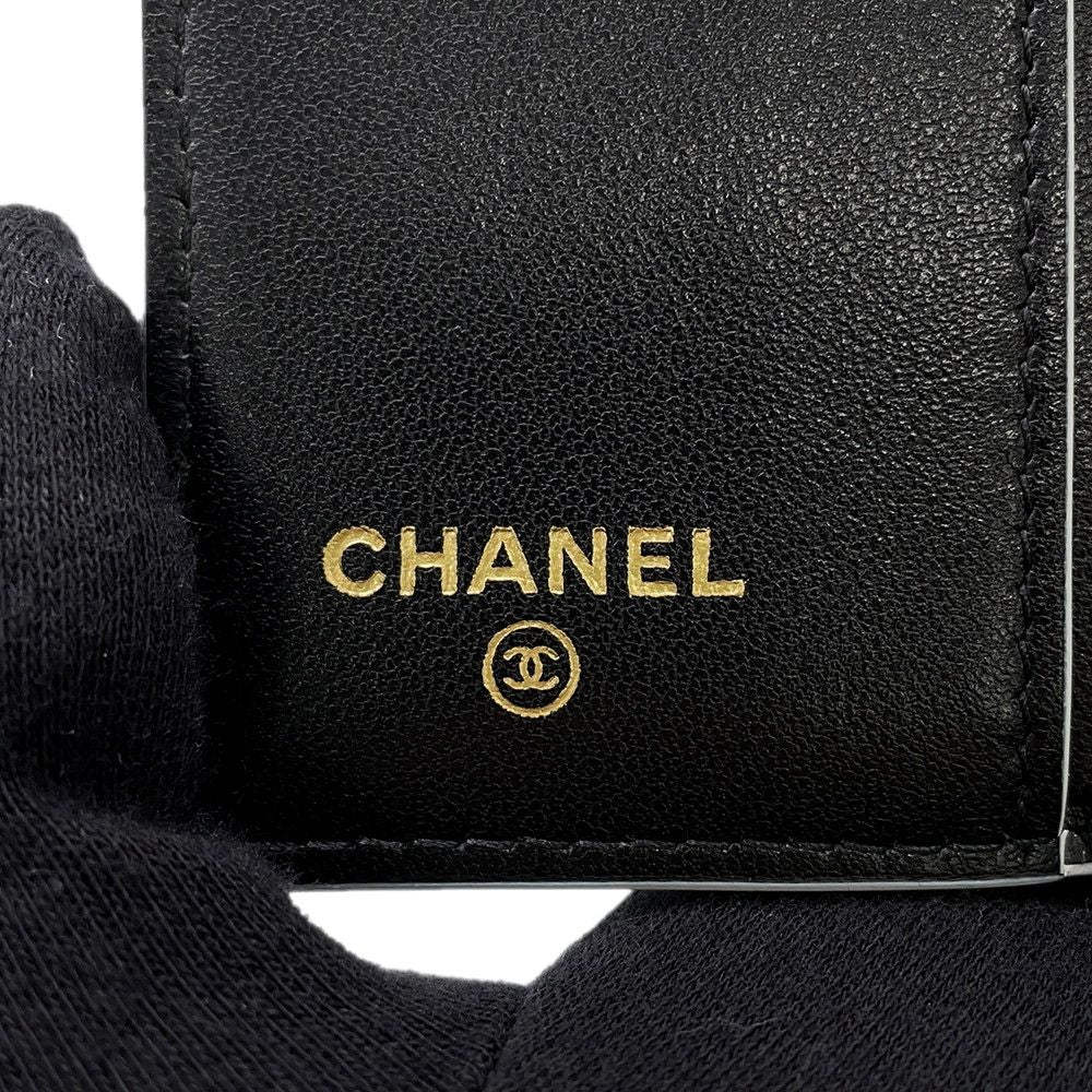 Chanel Trifold Wallet CC Logo Lambskin Compact Black — view 7