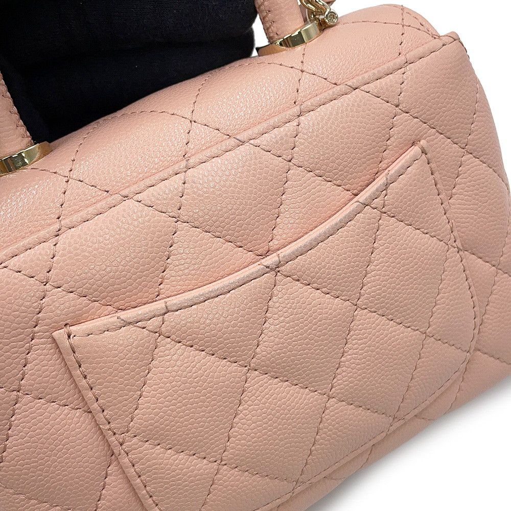 Chanel Handbag Quilted Coco Handle Mini Caviar Leather 2-Way Chain — view 8