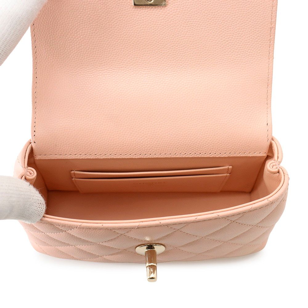 Chanel Handbag Quilted Coco Handle Mini Caviar Leather 2-Way Chain — view 6