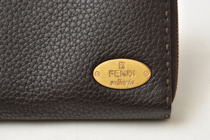 Fendi Wallet Selleria Leather Dark Brown — view 2