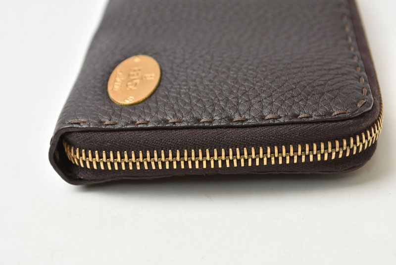 Fendi Wallet Selleria Leather Dark Brown — view 5