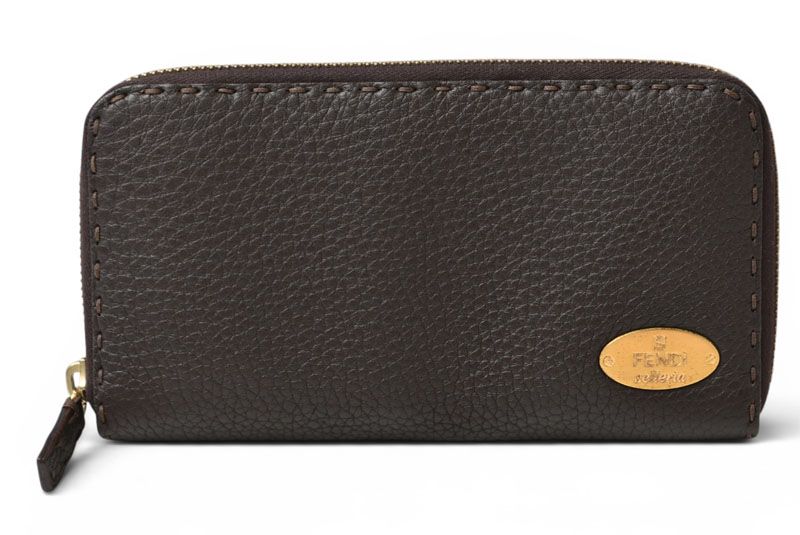Fendi Wallet Selleria Leather Dark Brown