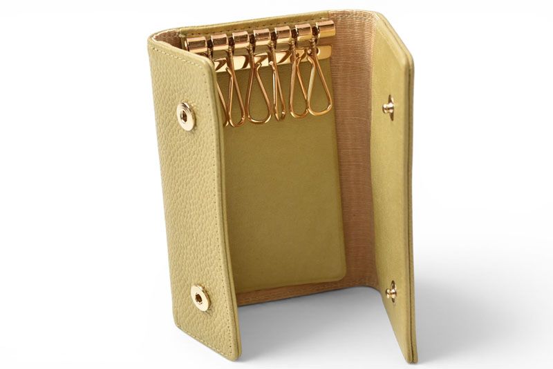 Chanel Key Case 6 CC Mark Caviar Leather Beige Gold Key Holder — view 8