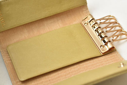 Chanel Key Case 6 CC Mark Caviar Leather Beige Gold Key Holder — view 9