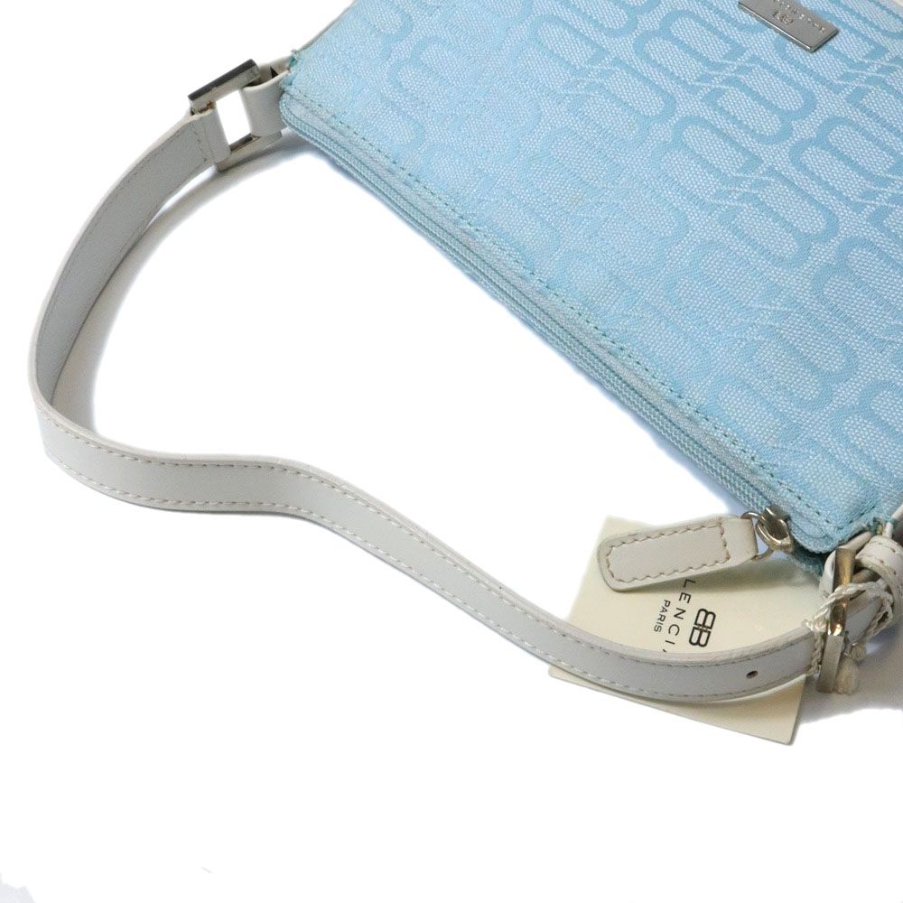 Balenciaga BB Monogram Shoulder Bag Canvas Leather Blue Vintage — view 4