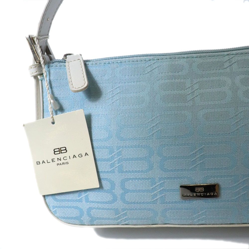 Balenciaga BB Monogram Shoulder Bag Canvas Leather Blue Vintage — view 3