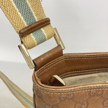 Gucci Shoulder Bag Guccissima Canvas Leather Brown Beige Chien Panning Gold — view 8