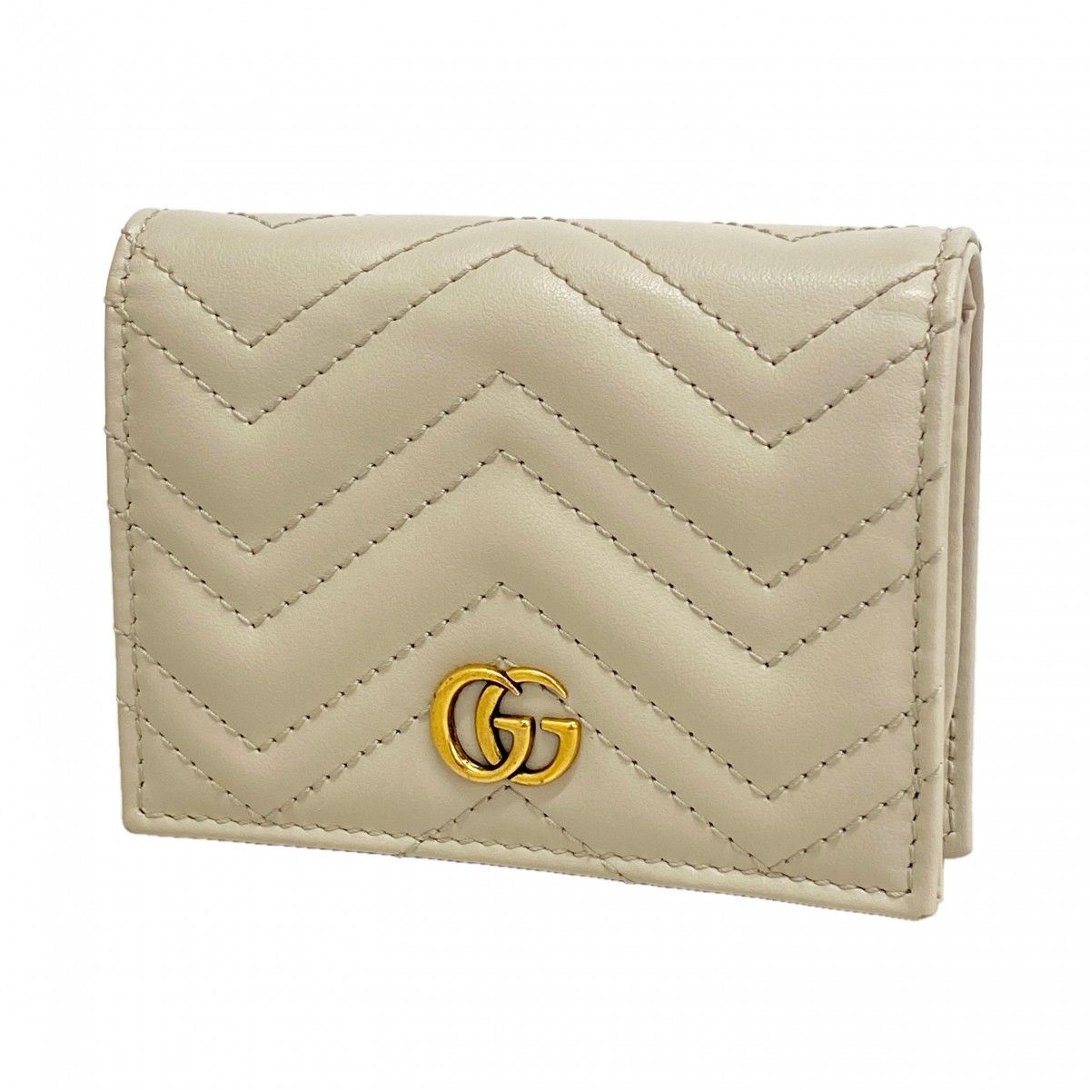 Gucci Wallet GG Marmont Leather Gray Gold