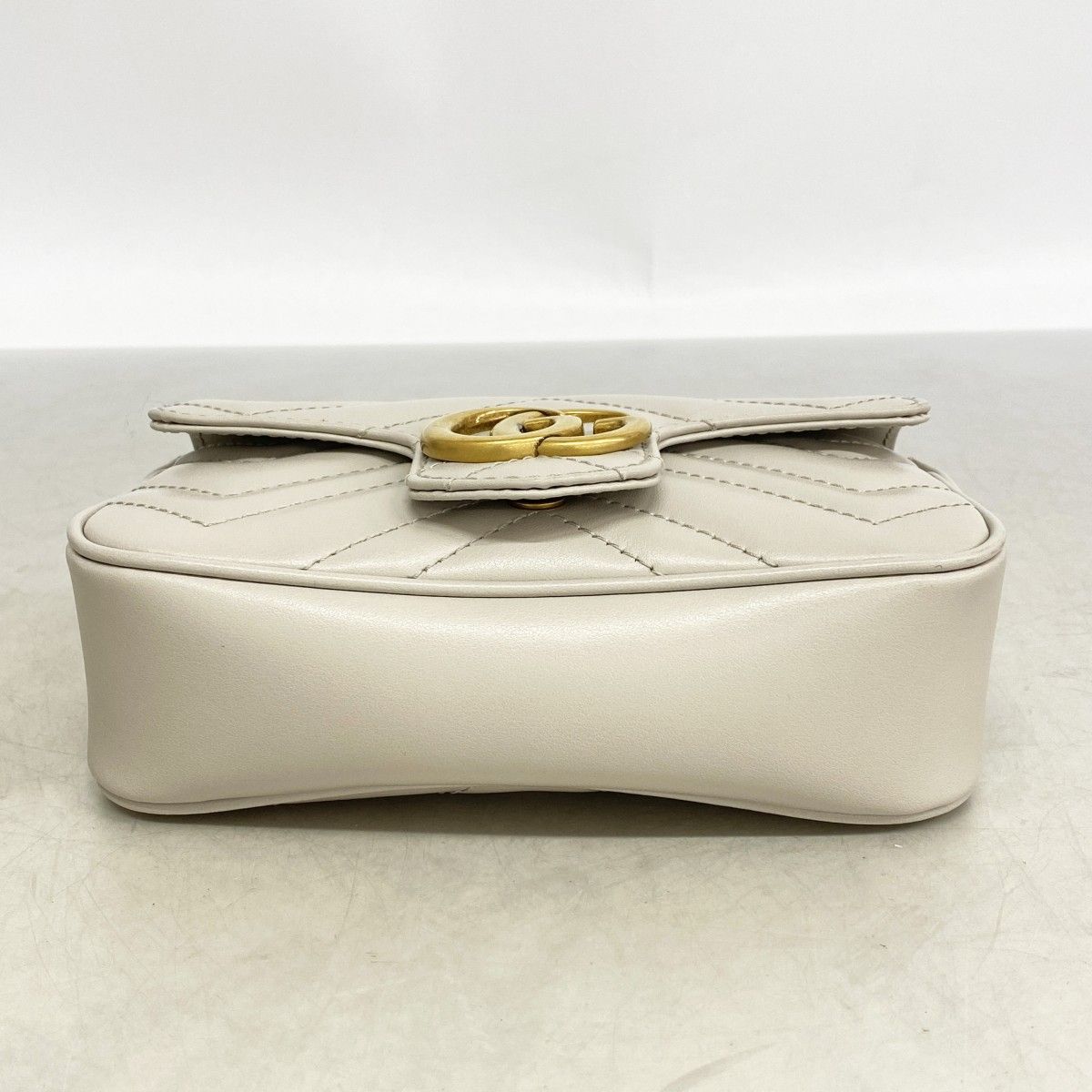 Gucci Shoulder Bag GG Marmont Leather Gray Gold — view 3