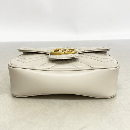 Gucci Shoulder Bag GG Marmont Leather Gray Gold — view 3