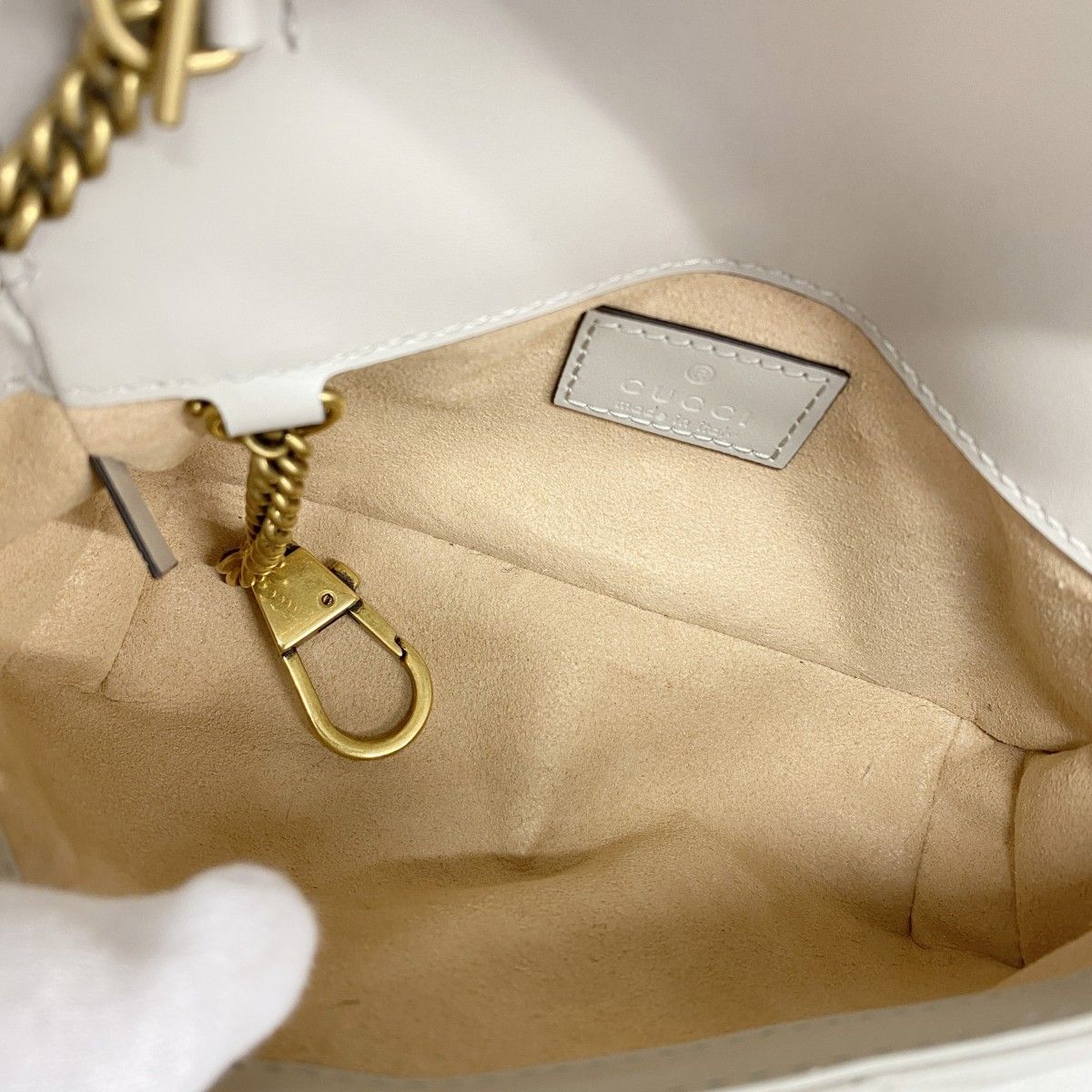 Gucci Shoulder Bag GG Marmont Leather Gray Gold — view 4