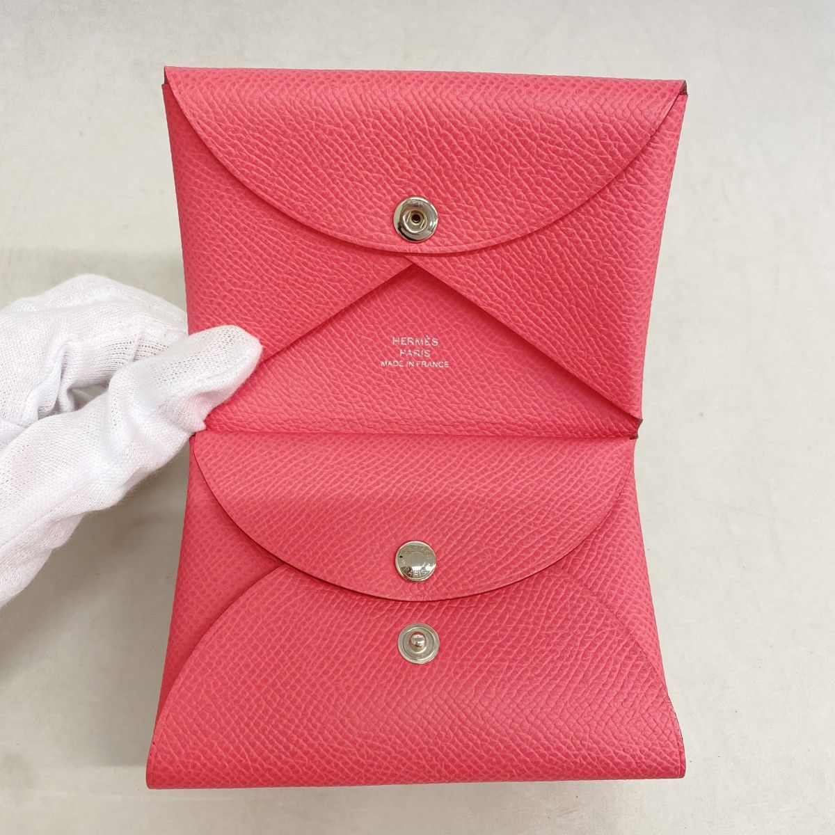 Hermes Coin Case Calvi Duo Veau Epsom Silver — view 5