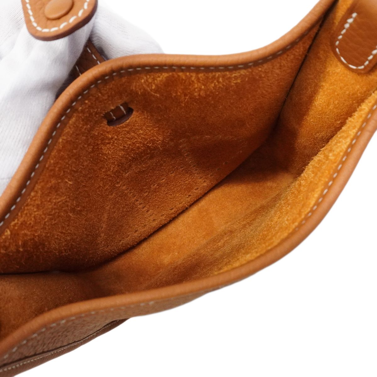 Hermes Shoulder Bag Evelyne TPM Taurillon Clemence Gold Silver — view 4