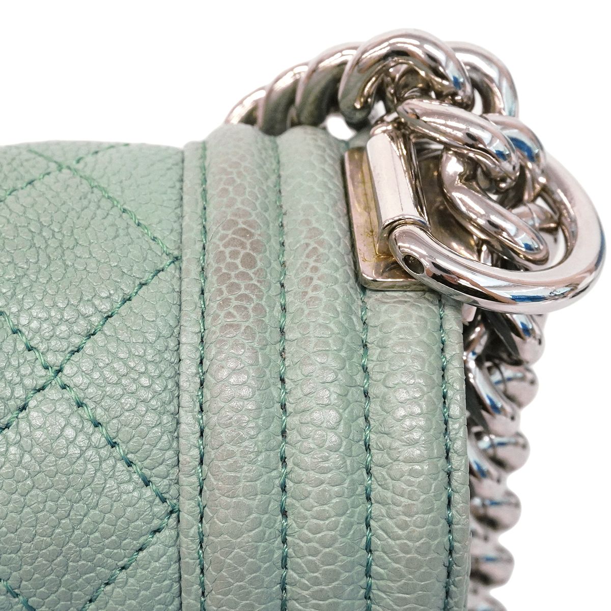 Chanel Shoulder Bag Boy Caviar Leather Blue Silver — view 8