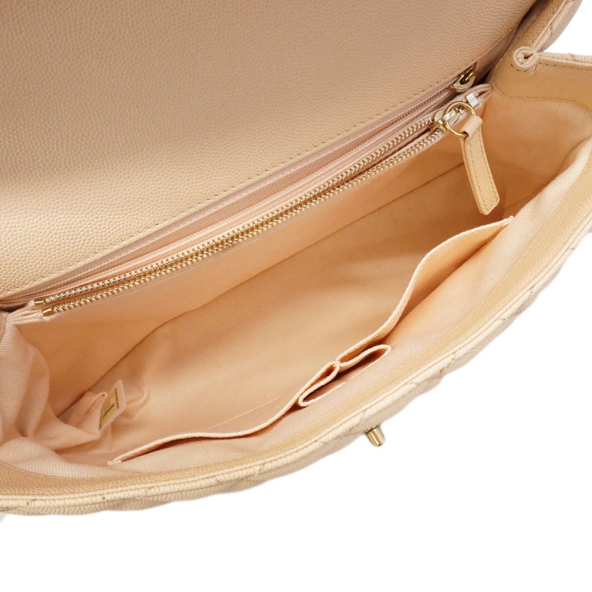 Chanel Handbag Herehandle Caviar Leather Beige Gold 2-Way — view 4