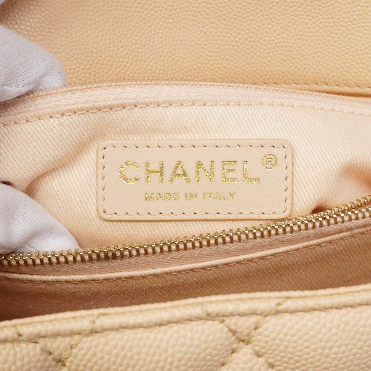 Chanel Handbag Herehandle Caviar Leather Beige Gold 2-Way — view 5