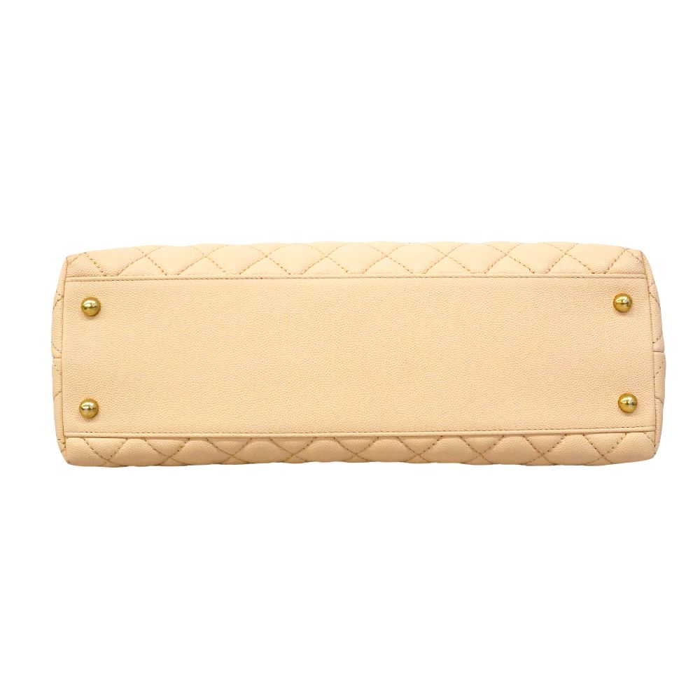 Chanel Handbag Herehandle Caviar Leather Beige Gold 2-Way — view 3