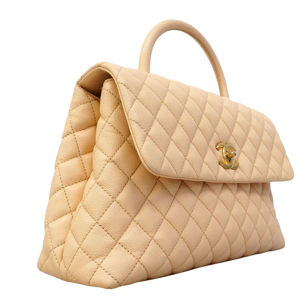 Chanel Handbag Herehandle Caviar Leather Beige Gold 2-Way — view 2