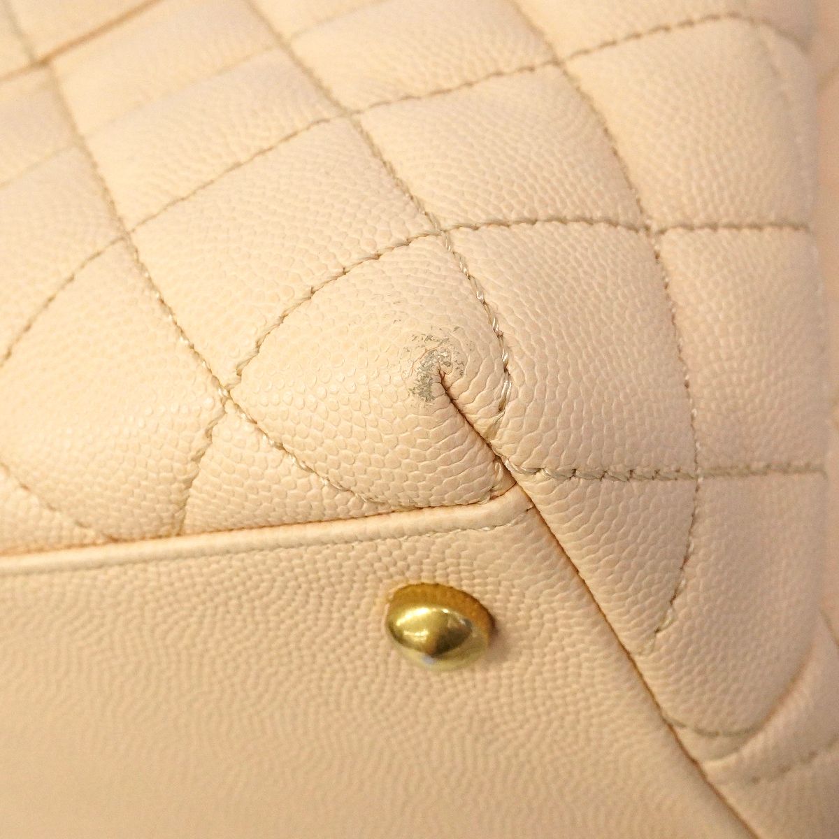 Chanel Handbag Herehandle Caviar Leather Beige Gold 2-Way — view 6