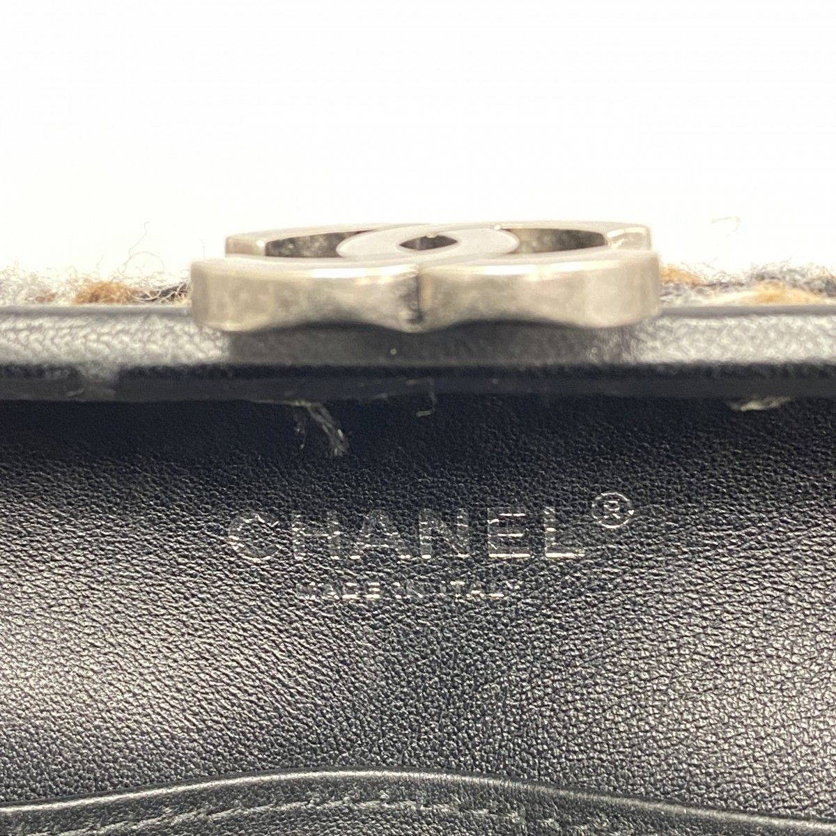 Chanel Shoulder Bag Tweed Black Brown Silver — view 5