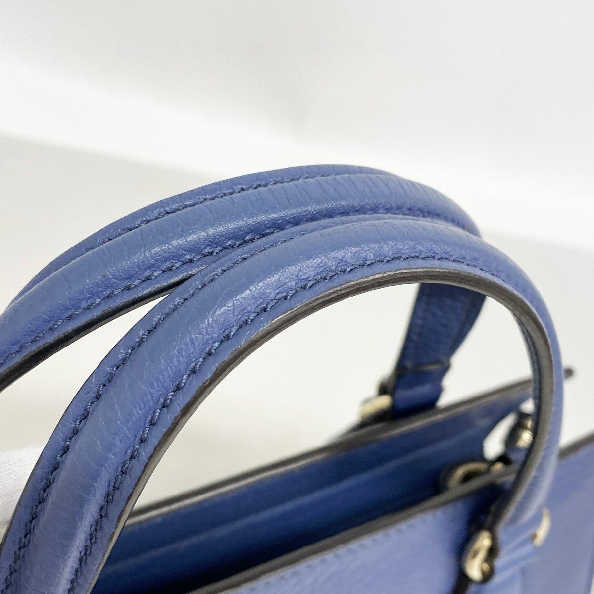 Gucci Handbag Leather Blue Gold 2-Way — view 8
