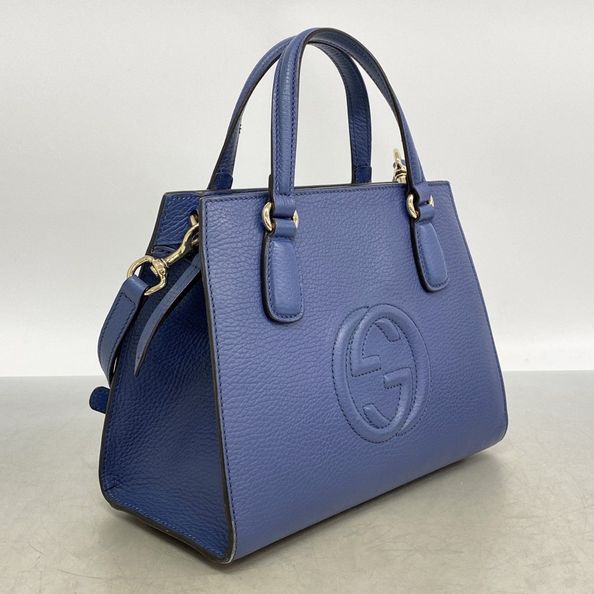 Gucci Handbag Leather Blue Gold 2-Way — view 2