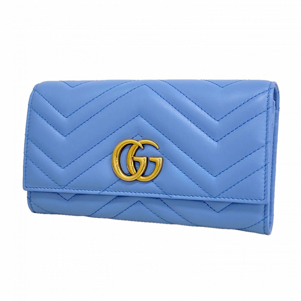 Gucci Wallet GG Marmont Leather Blue Gold