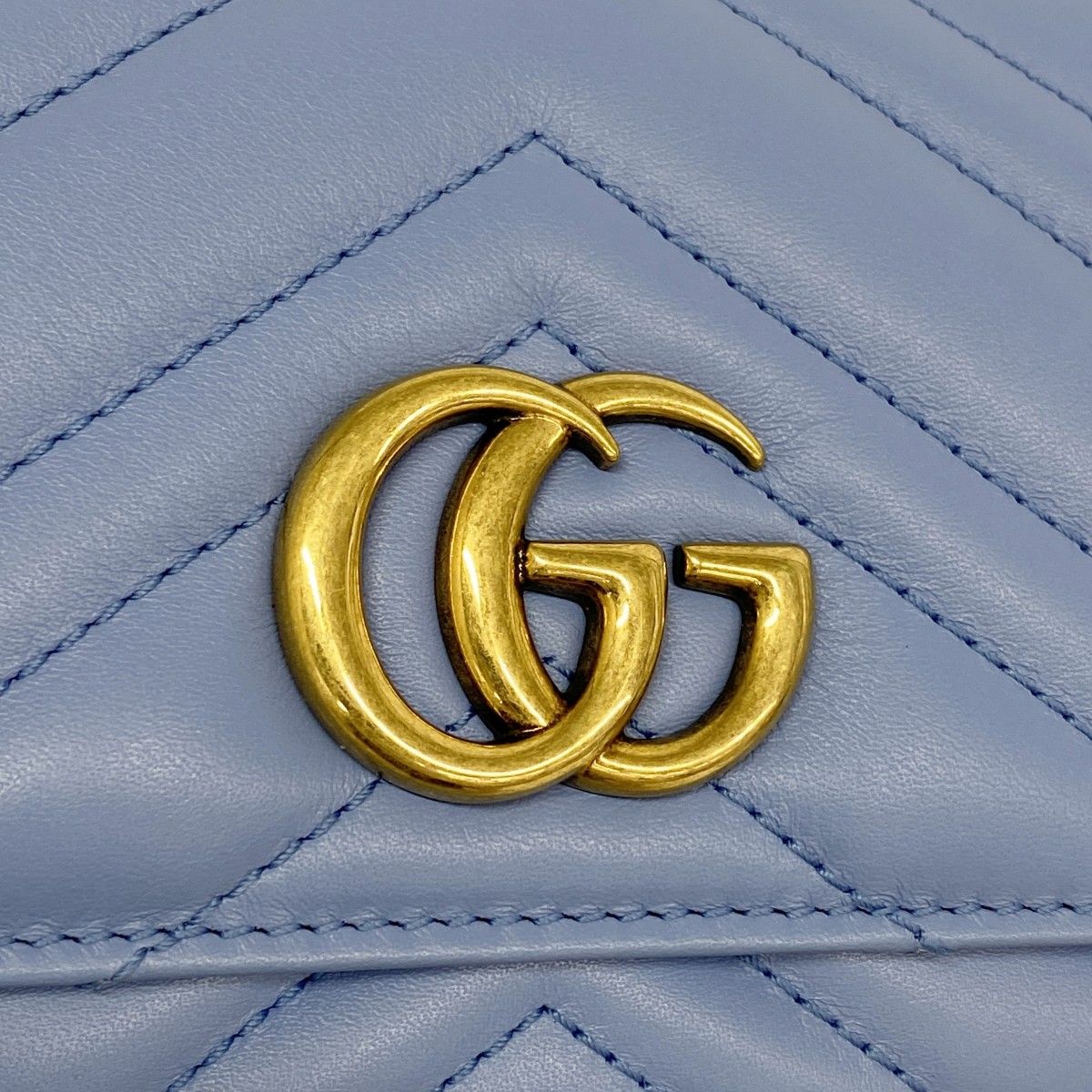 Gucci Wallet GG Marmont Leather Blue Gold — view 6