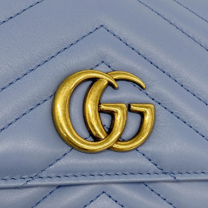 Gucci Wallet GG Marmont Leather Blue Gold — view 6