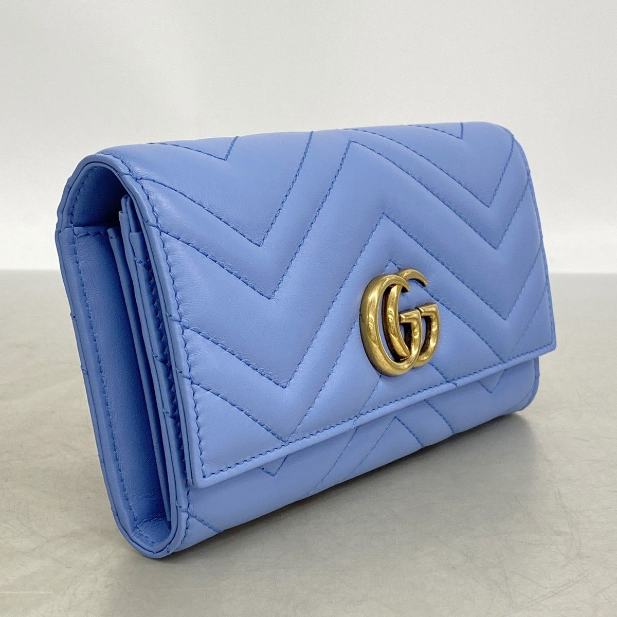 Gucci Wallet GG Marmont Leather Blue Gold — view 2