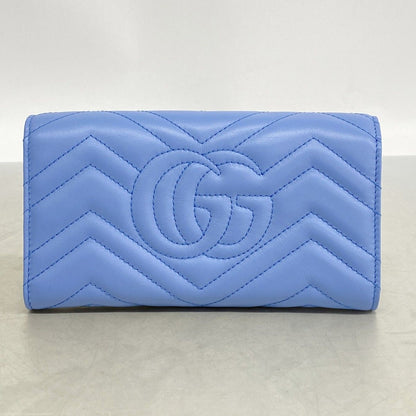 Gucci Wallet GG Marmont Leather Blue Gold — view 7